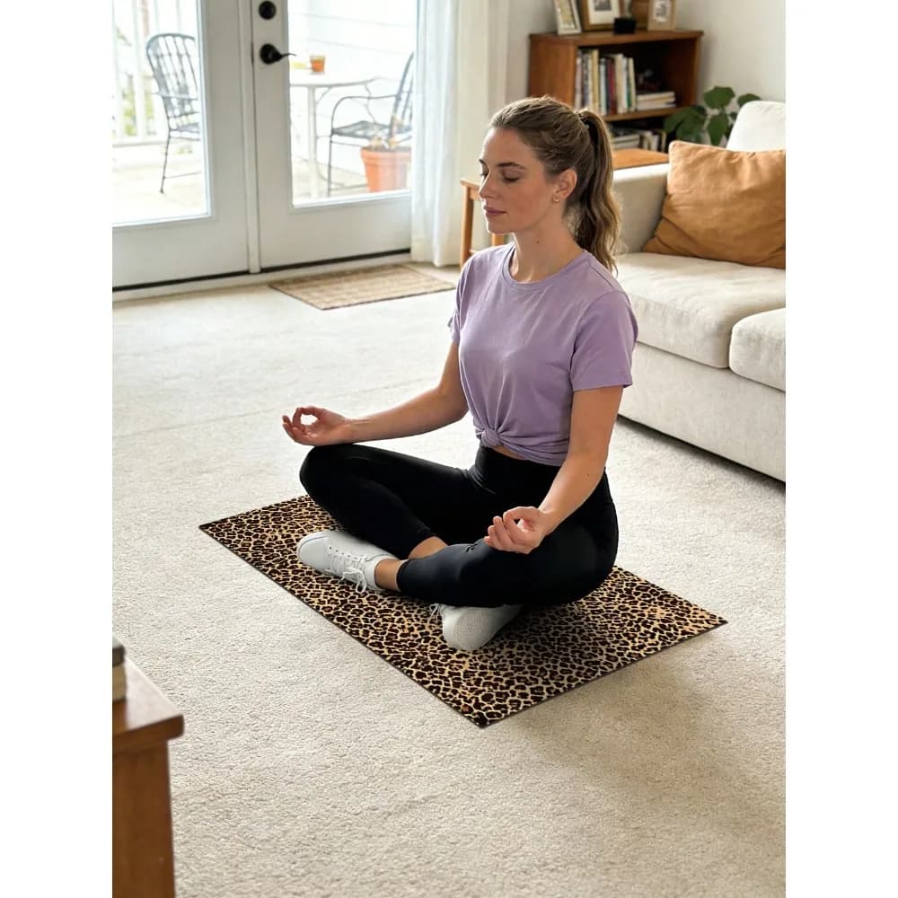 Square printed yoga mat, new and elegant, with glossy brown and black print, fashionable yoga mat for fitness and sports, Pilates training mat, suitable for multifunctional use in domestic gyms, lightweight and durable material, usable for use in