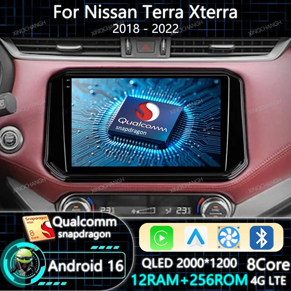 Android 16 Car Radio Carplay Auto For Nissan Terra Xterra 2018 - 2022 Qualcomm Head Unit GPS 4G LTE 5G WIFI QLED Navigation 2DIN