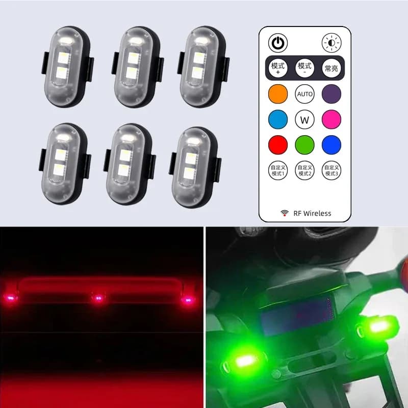 Luci per aeromobili per moto Ciclo drone stroboscopico per aerei a LED RGB per volare notturno Posizione lampeggiante Spia di segnalazione wireless