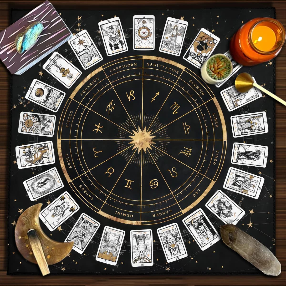 Tarocchi tovaglia per la diffusione dei tarocchi panno per la lettura 12 costellazioni stregoneria astrologia Oracle Card Pad panno per altare