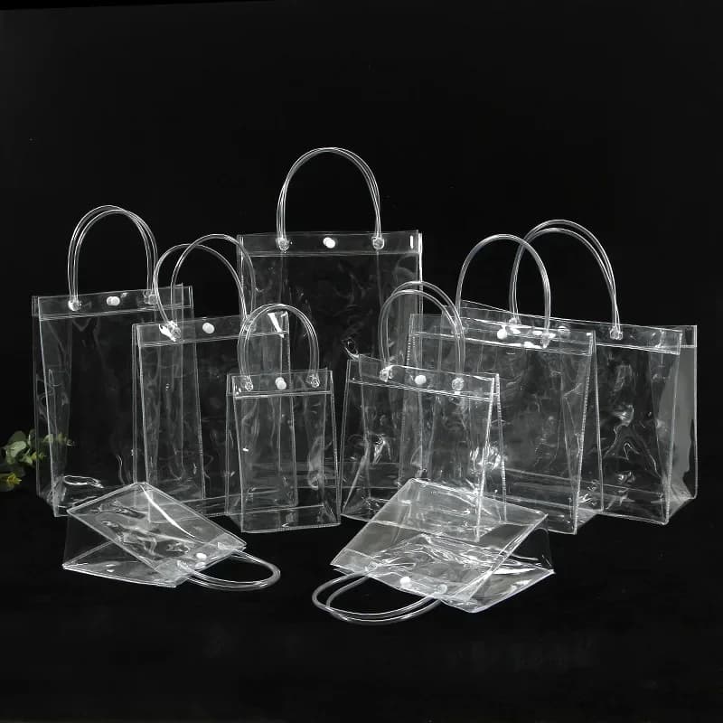 10/20PCS Trasparente Tote Borsa impermeabile Riutilizzabile PVC Trasparente Shopping Bag Borsa a tracolla Borsa da viaggio ecologica Borsa per scarpe