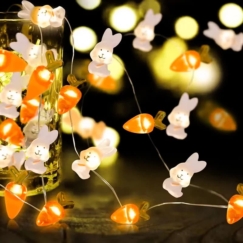 2M 20LED Pasqua Coniglio Carota Luce Della Stringa Pulcino Uova Fata Luce Ghirlanda 2025 Buona Pasqua Decorazione Del Partito Per La Casa Regalo Dei Bambini