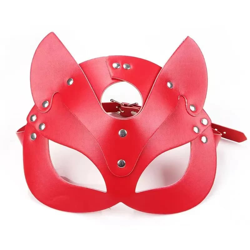 Sm Fox Leather Eye Mask Role Play Mask with Ball Pu Funny Mask for Adult Performance Prop