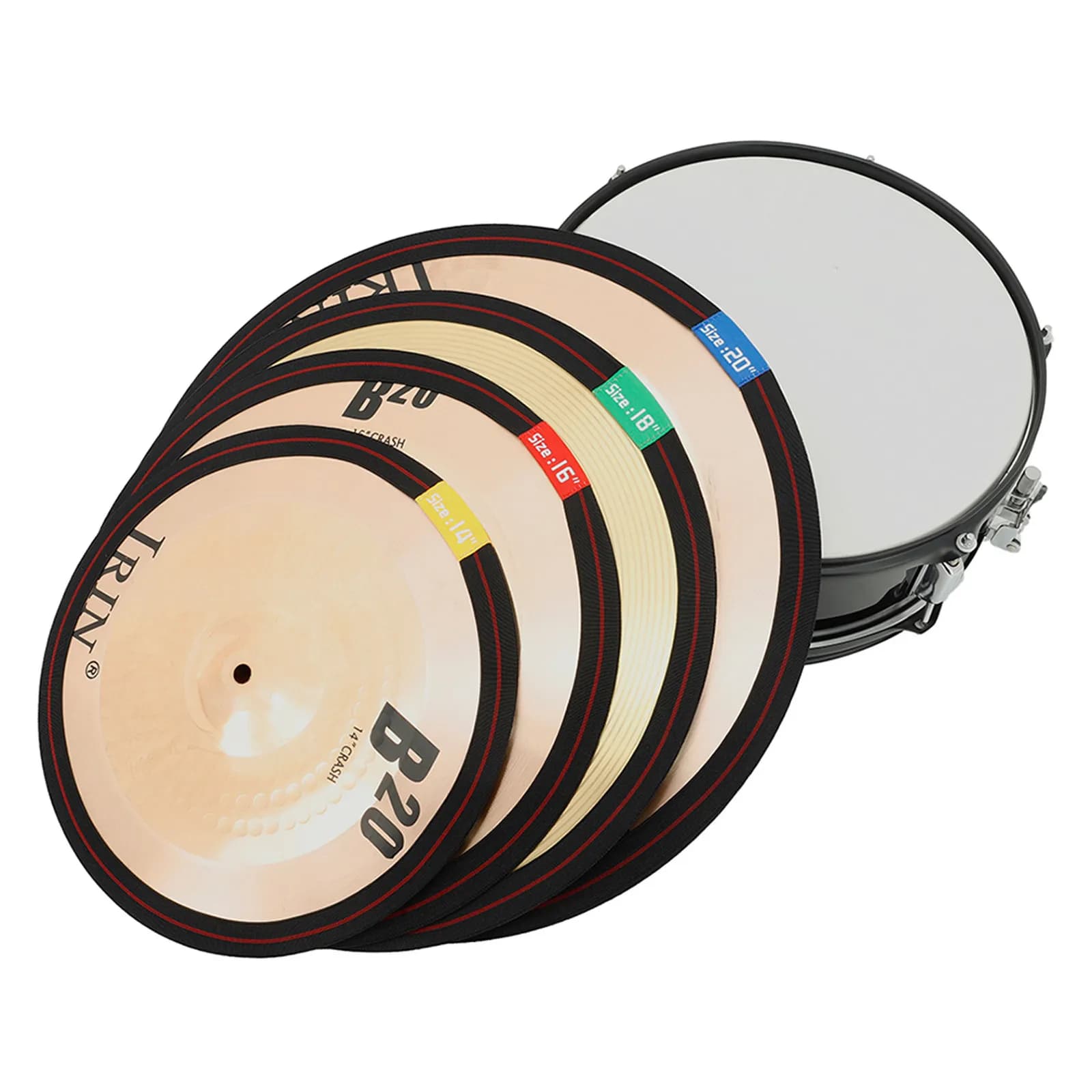 4 Pezzi Pad Silenziosi per Piatti con Cinghia Elastica, Facili da Montare, per Pratica di Batteria, Componenti per Kit Batteria, Riduzione del Rumore