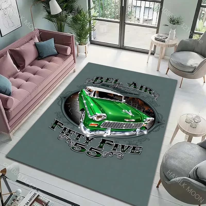Classic Retro Cars Carpet for Living Room Bedroom Bathroom Mat Creative Doormat Home Decor Area Rugged Various Sizes