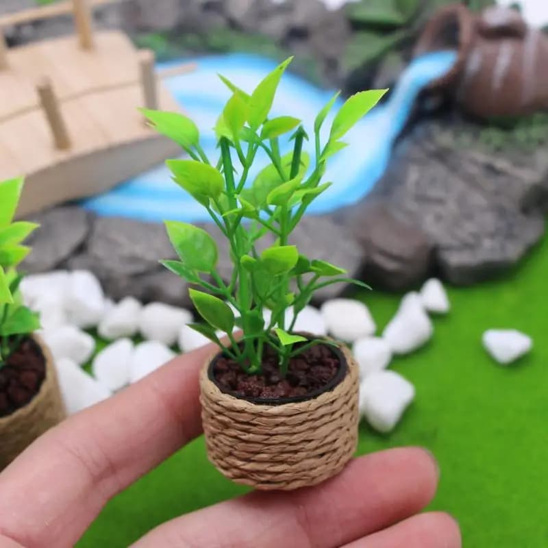 1Pcs Home Garden Furniture Decor Toy 1:12 Dollhouse Miniature Orange Tree Potted Green Potted Plants Model
