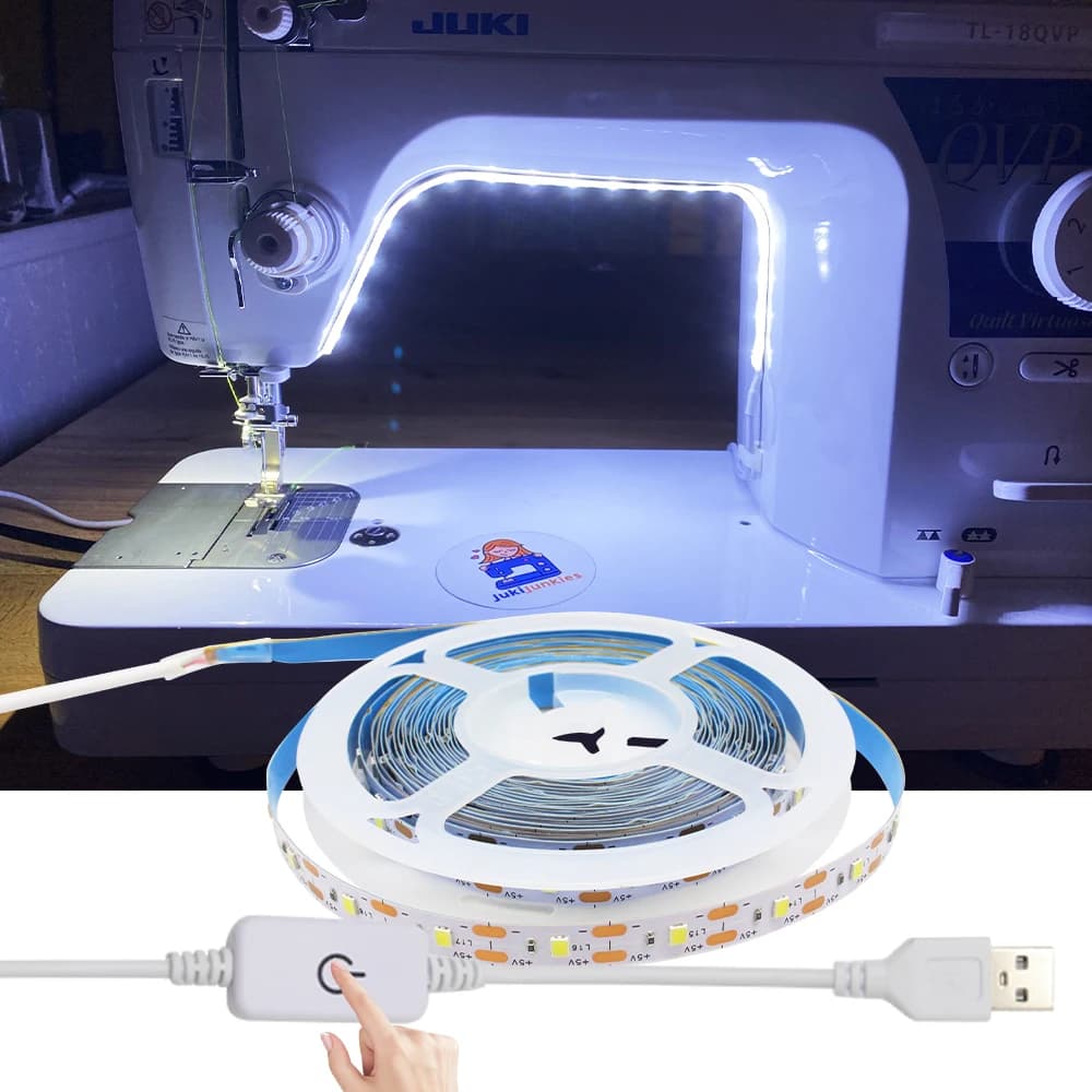 Strisce LED USB 5V 2835 1m 2m 3m Kit striscia luminosa per macchina da cucire SMD2835 illuminazione a nastro flessibile bianco caldo bianco con interruttore tattile