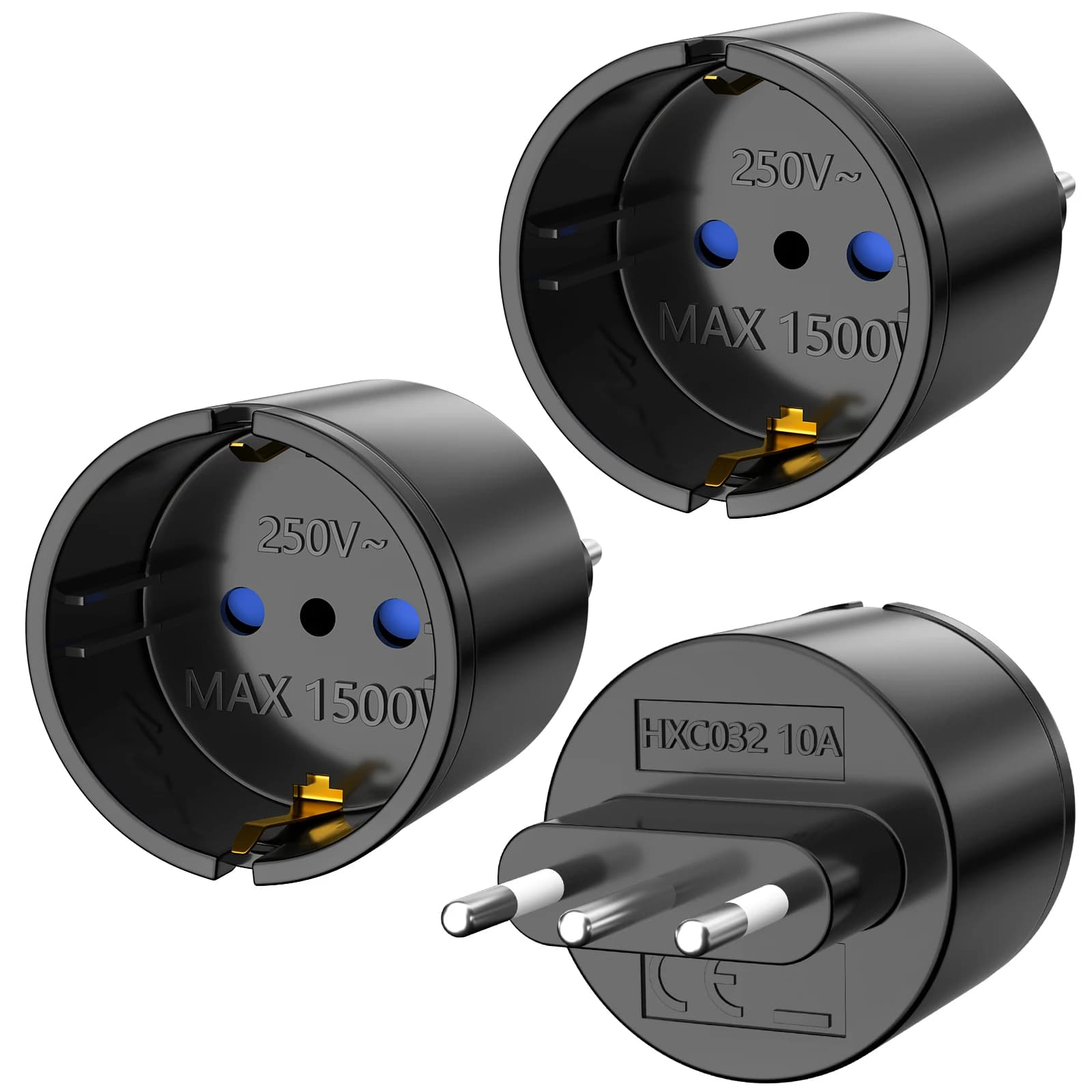 3PCS 1500W Europa Germania in Italia Adattatore da viaggio 10A 250V Convertitore di spina di alimentazione per Italia Siria Uruguay Cile Presa elettrica