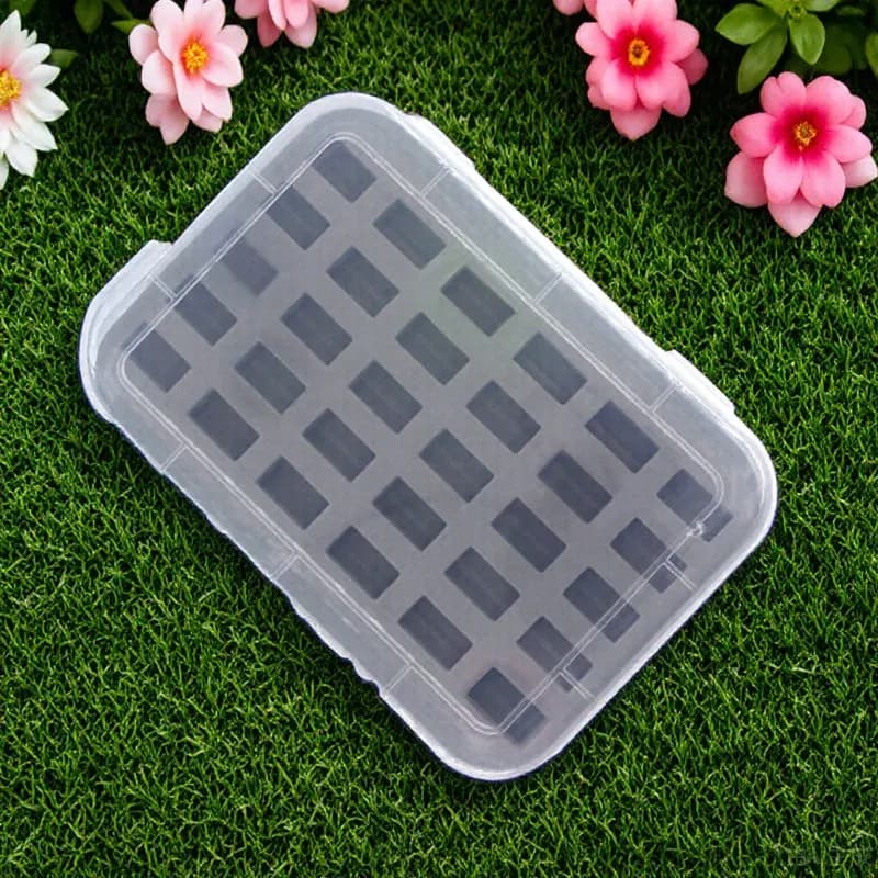 Scatola porta bobine in plastica, leggera e portatile, organizer per rocchetti da cucito, contenitore trasparente con inserto in spugna.