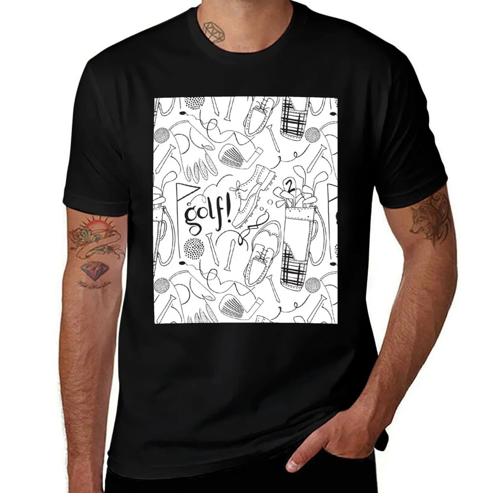 T-shirt nera da golf T-shirt sportiva estiva ad asciugatura rapida