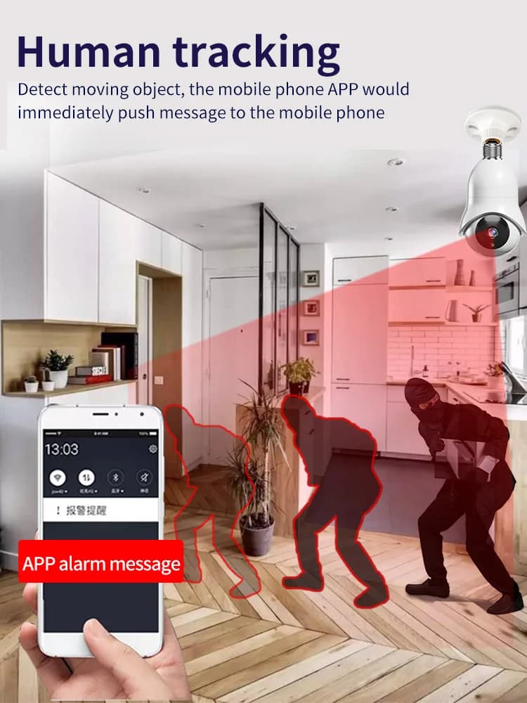 2MP 1080P 390Eyes APP 5G E27 Testa della lampada Presa Wireless PTZ IP Dome Telecamera AI Rilevazione umanoide Sicurezza domestica CCTV Baby Monitor