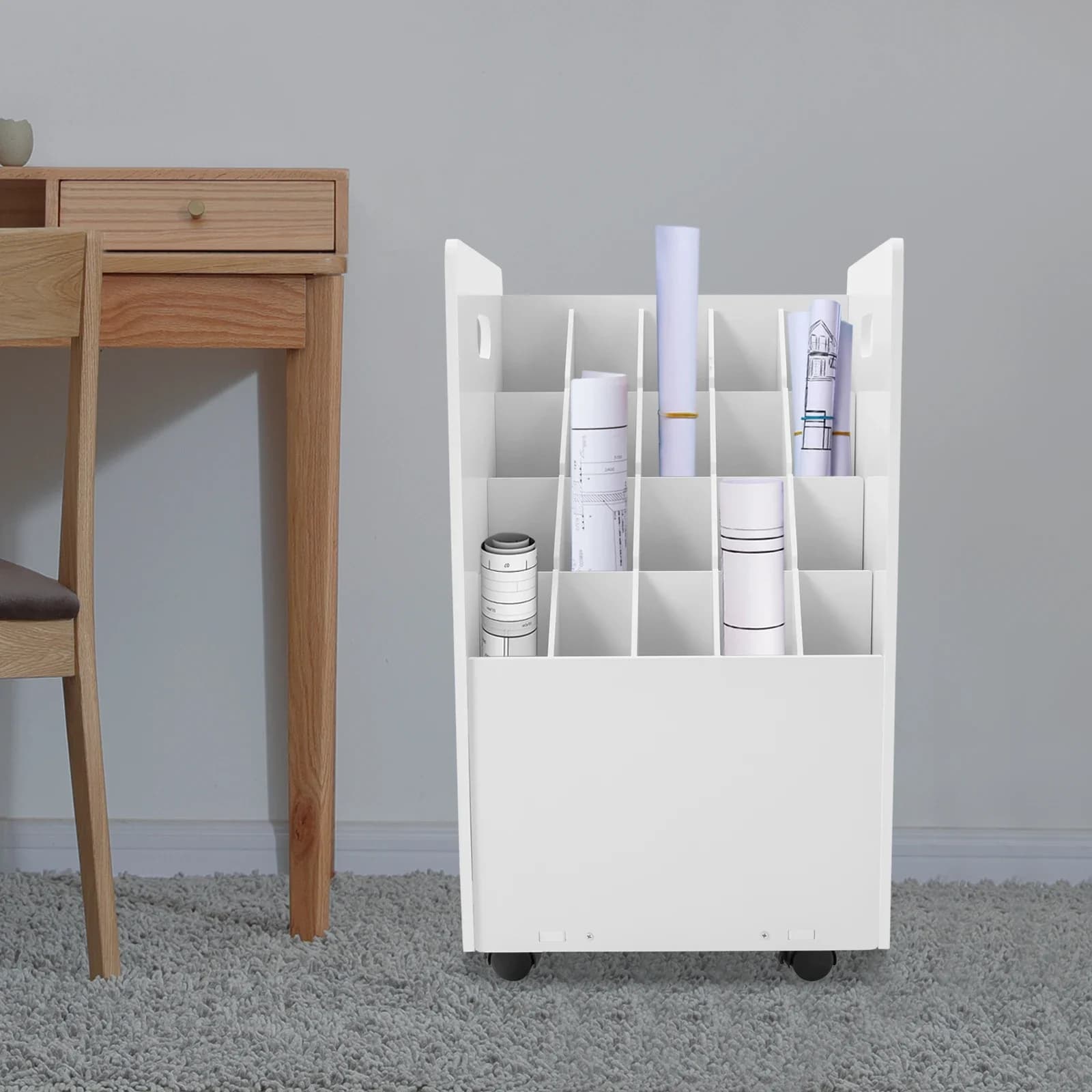 Organizzatore di file rotolante a 20 slot, carrello di archiviazione di file mobile, cartella di file rotolante