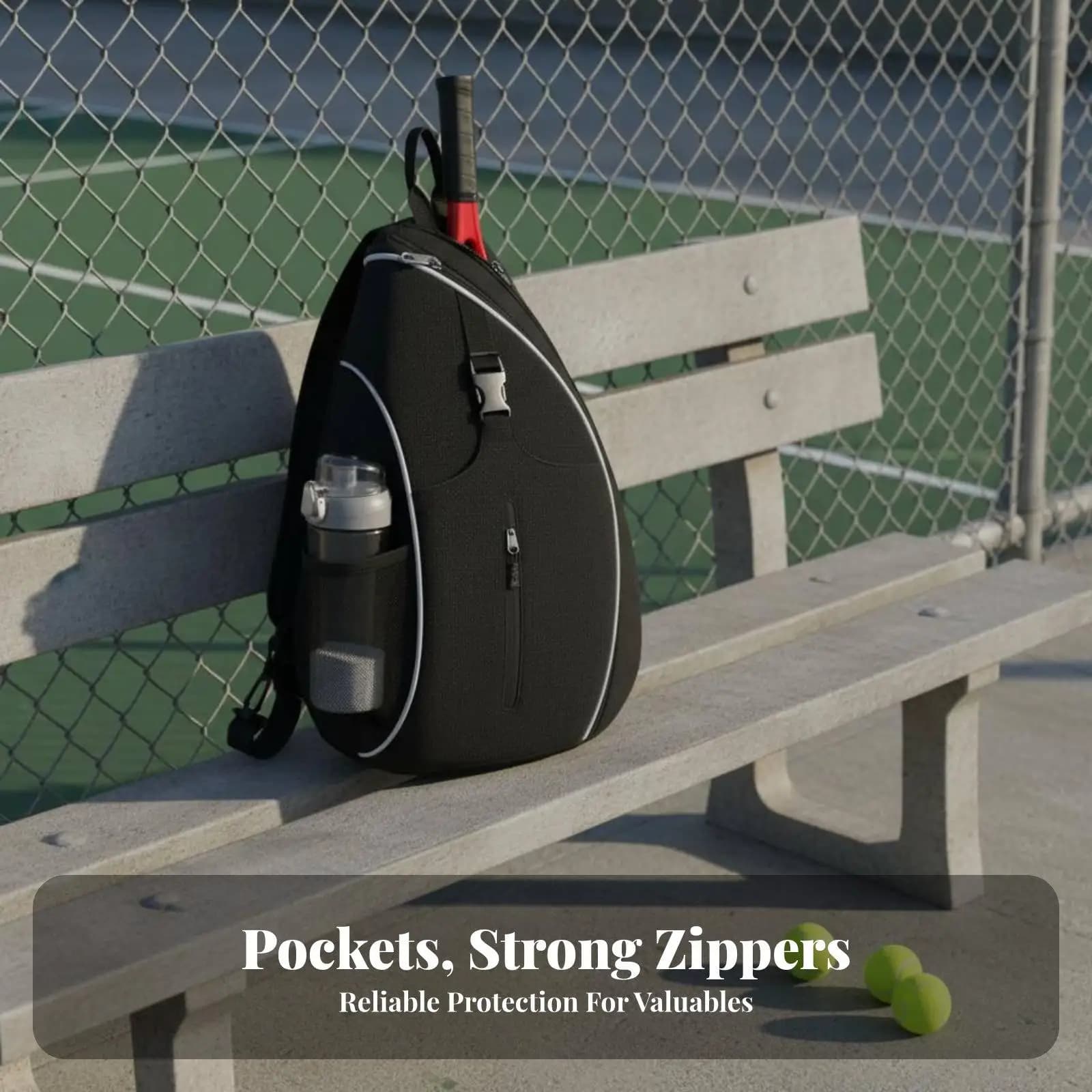 Durable Tennis Crossbody Bag Water Resistant Racket Case with Front Zipper Pocket Pickleball Backpack for Travel Training Gear