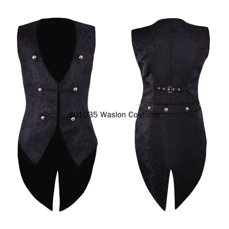 Men'S Renaissance Cosplay Medieval Pirate Waistcoat Vest Vintage Vicotiran Steampunk Jacquard Swallowtail Top Noble Costu 9SgB5