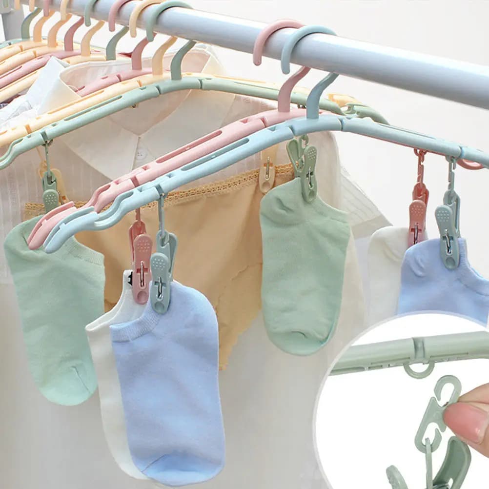 Portable Multifunctional Folding Hangers Non-Slip Lightweight Space-Saving Travel Clothes Hangers for Home Business Trips Drying
