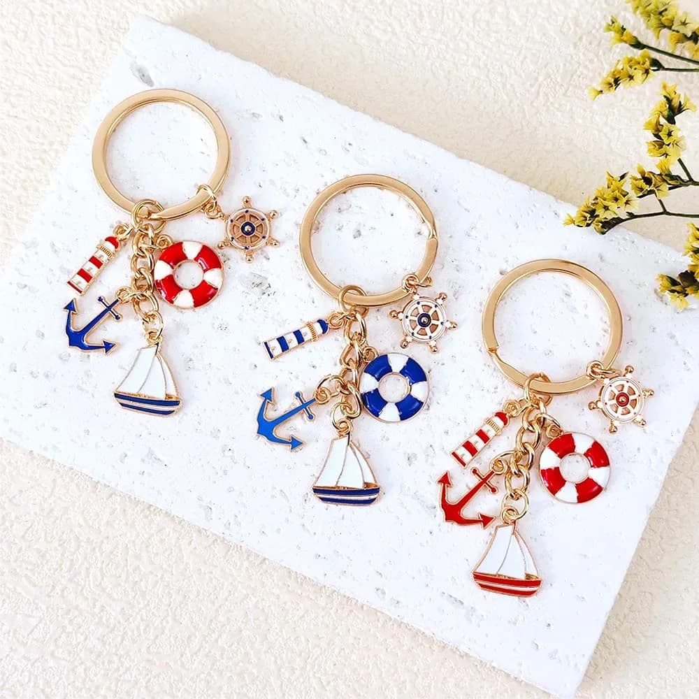 Portachiavi a tema nautico Ancoraggio per barca in metallo Barca a vela Portachiavi con ciondolo Portachiavi Zaino per studenti Ornamenti Regalo souvenir per ragazza ragazzo