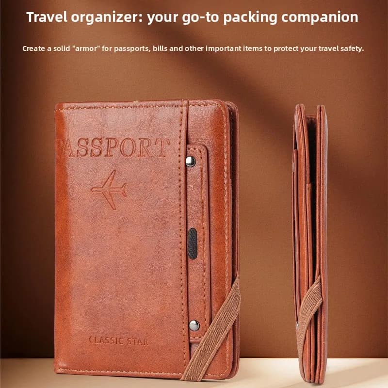Multifunctional PU Passport Protector New Travel Vaccination Card Holder ID Document Storage Passport Bag for Travel Abroad