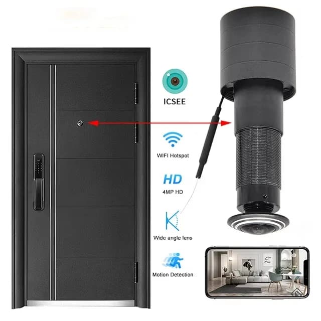 Telecamera Spioncino WiFi ICSEE 3MP con Rilevamento Movimento, Videocitofono Wireless per Sicurezza Domestica con Registrazione Automatica