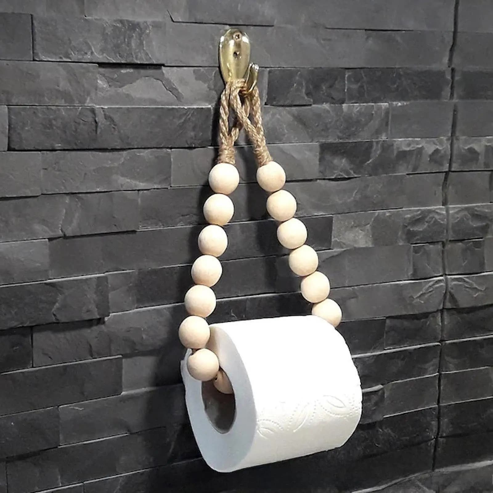 Porta carta igienica con perline, multiuso, in legno, per bagno, hotel