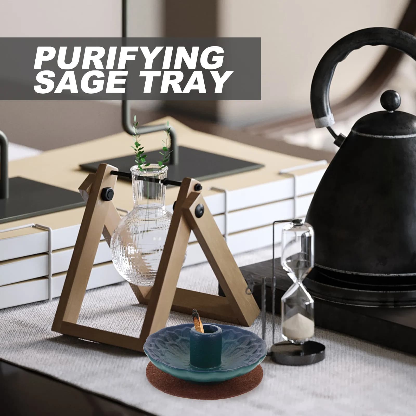 1Set Ceramic Purifying Incense Stick Holder Sage Tray Stable Base Decorative Desktop Aromatherapy Burner Sage Holder for Burning