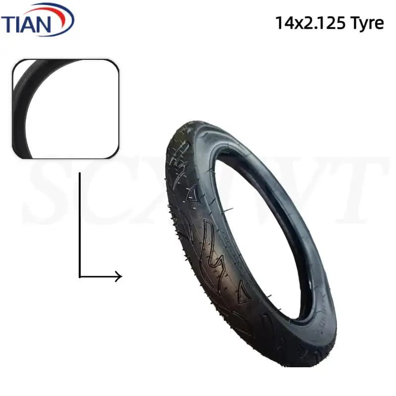 Pneumatico tubeless da 14" ad alto contenuto di gomma (14x2.125) - Ideale per biciclette elettriche e scooter + accessori per ruote
