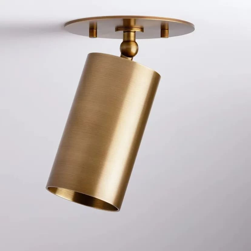 Lampada da soffitto in rame pieno Camera da letto Comodino Faretto rotante in ottone a montaggio superficiale Lampada da parete retrò in ottone vecchio