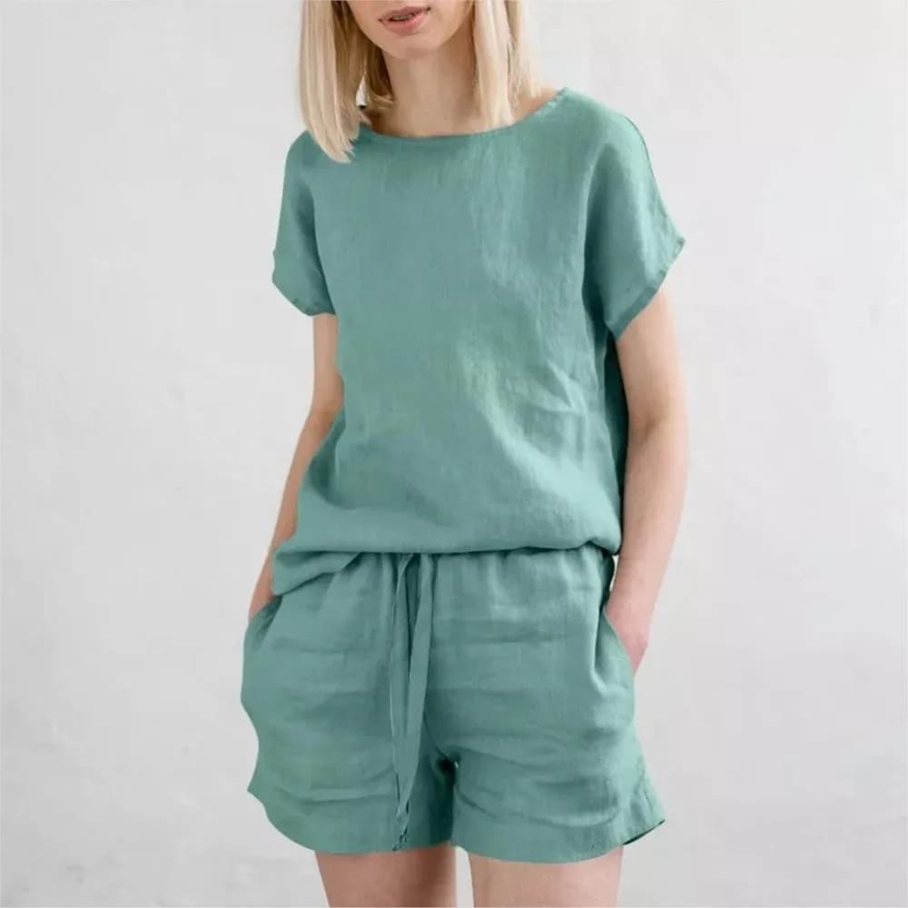 Women's Casual Short Set Short Sleeved Short Summer Fashion Top Dresses 2025 Home Wear 2-piece loose set Femme