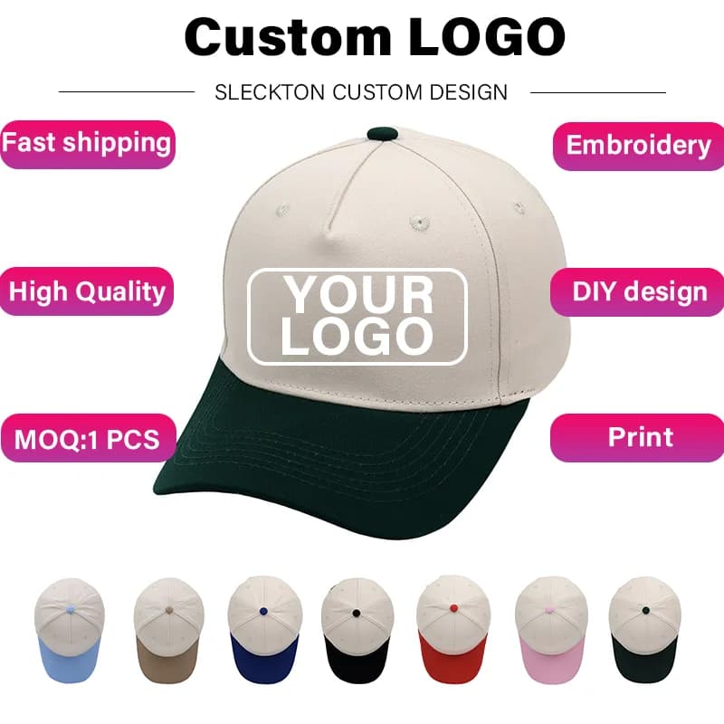 SLECKTON Berretti da baseball con logo personalizzato per uomo e donna Logo ricamo Stampa Moda Splicing Cappello in cotone Cappello da sole per adulti all'ingrosso