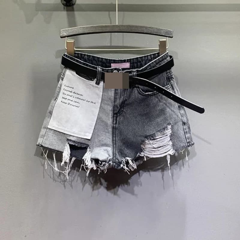 Pantaloncini di jeans dipinti con tasca coreana nuova estate 2023 Pantaloni larghi, slim e a gamba larga da donna