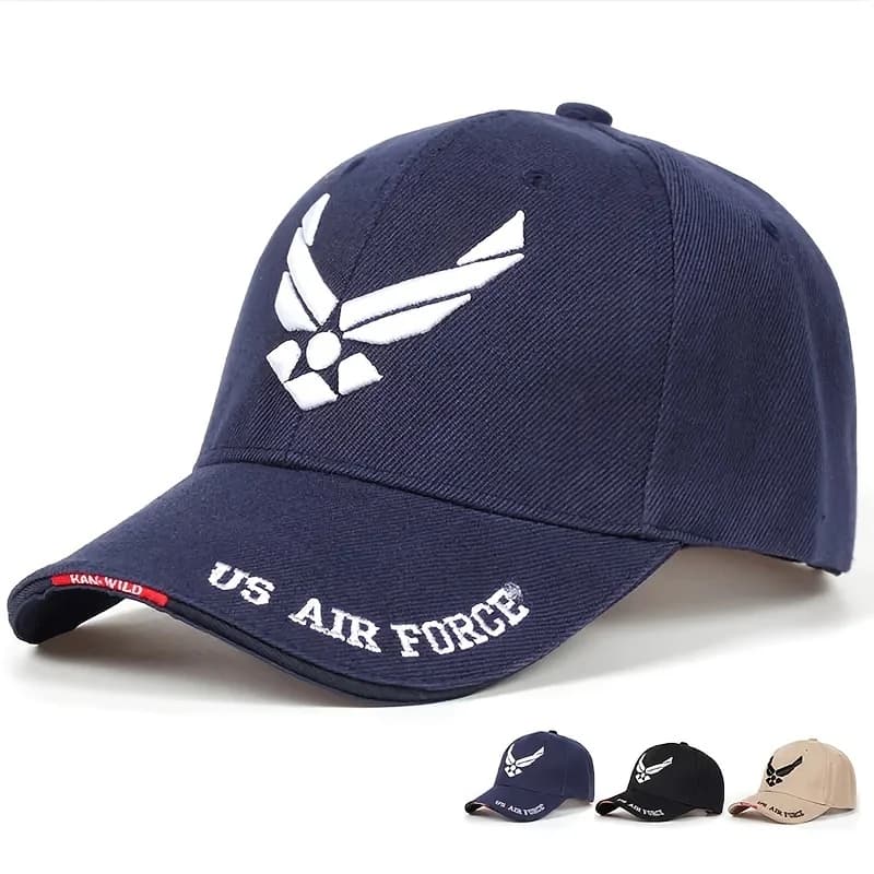 Berretti da baseball ricamati con marchio V dell'aeronautica americana Cappelli casual regolabili per esterni primaverili e autunnali Cappello per protezione solare