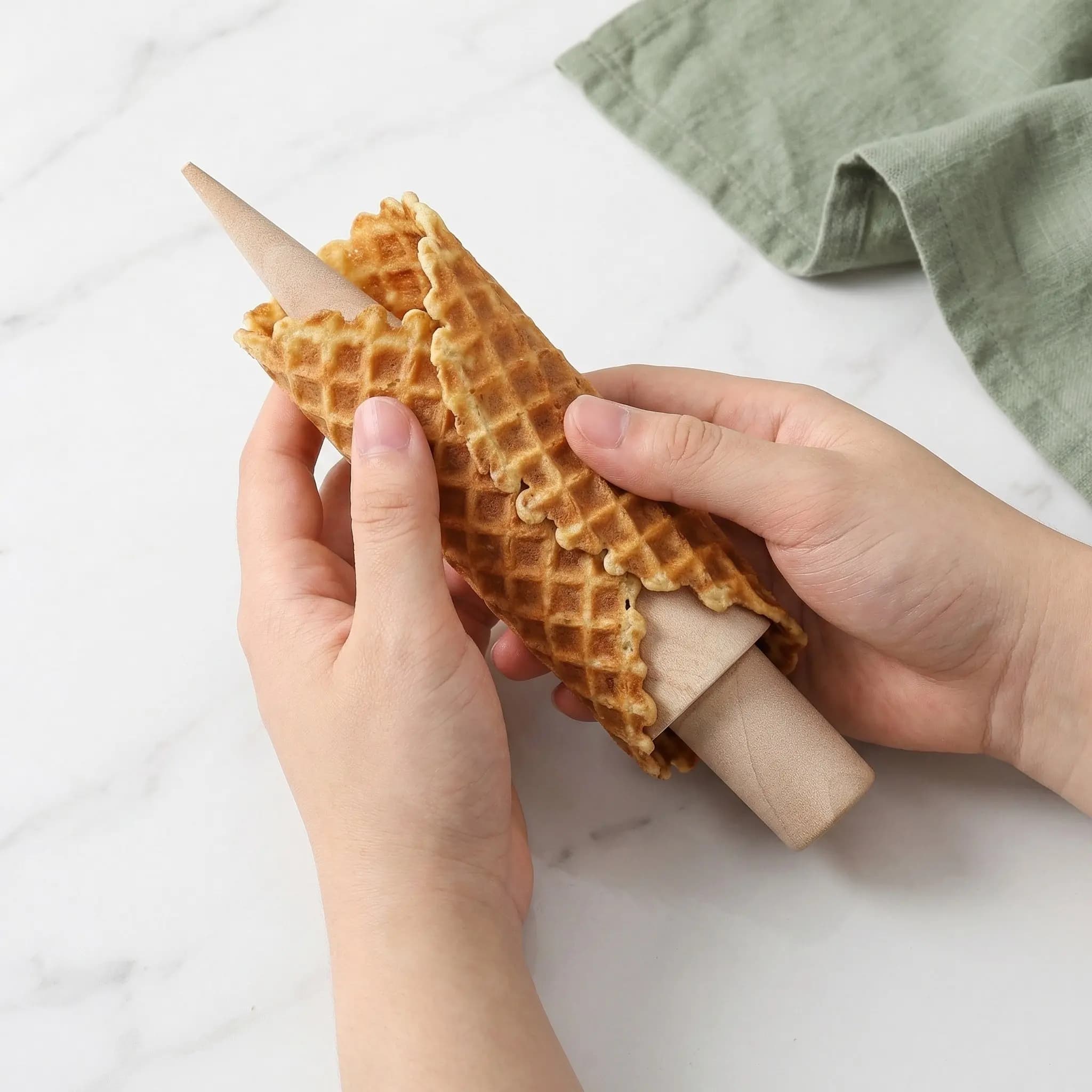 Set di 3 Stampi per Coni Gelato Riutilizzabili in Legno, Rullo per Coni Gelato, Stampi per Dolci Fai-da-Te