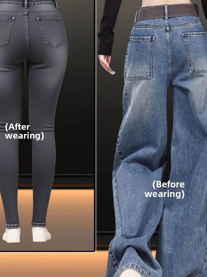 Retro Wide Leg Denim Jeans Women's Loose Fit Slimming Small Size Straight Casual Pants Spring New Style plus Size