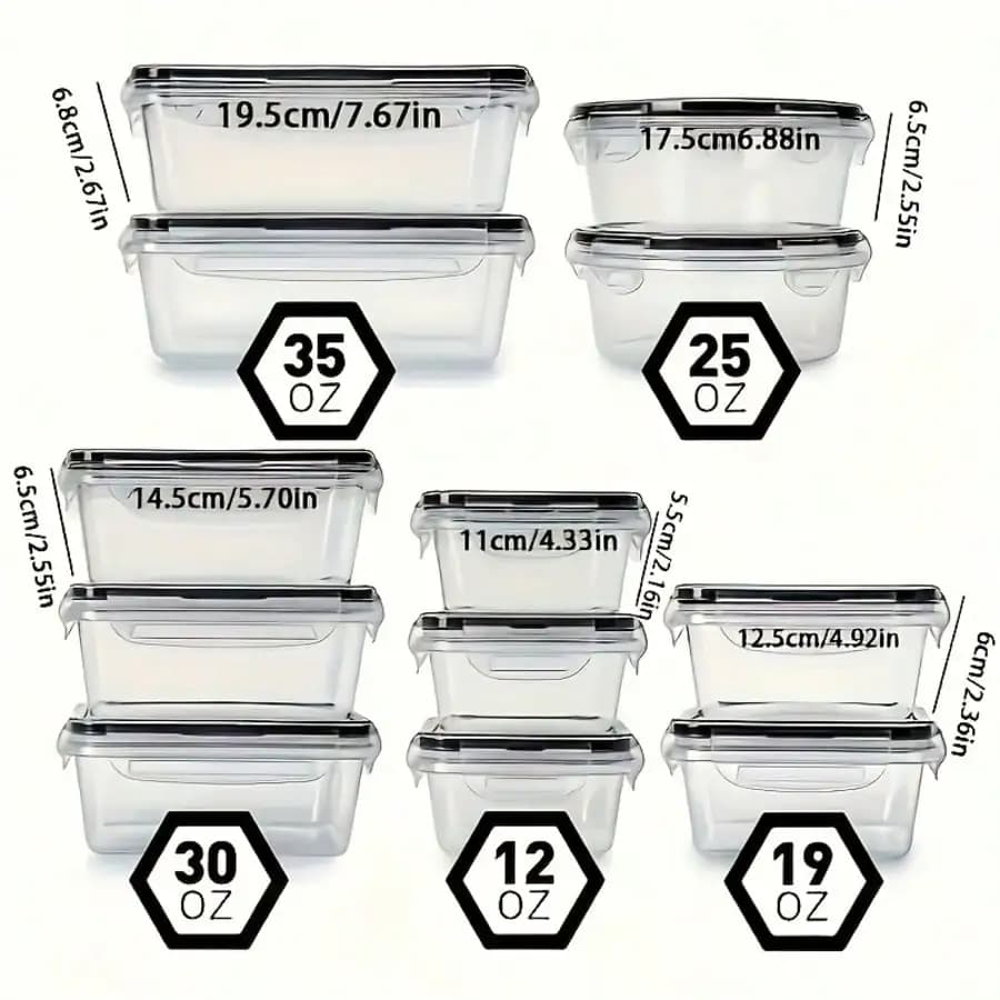 24 Pack Food Storage Containers With Airtight Lids, Meal Prep Containers, Lunch Office Meal For Freezer And Dishwasher.