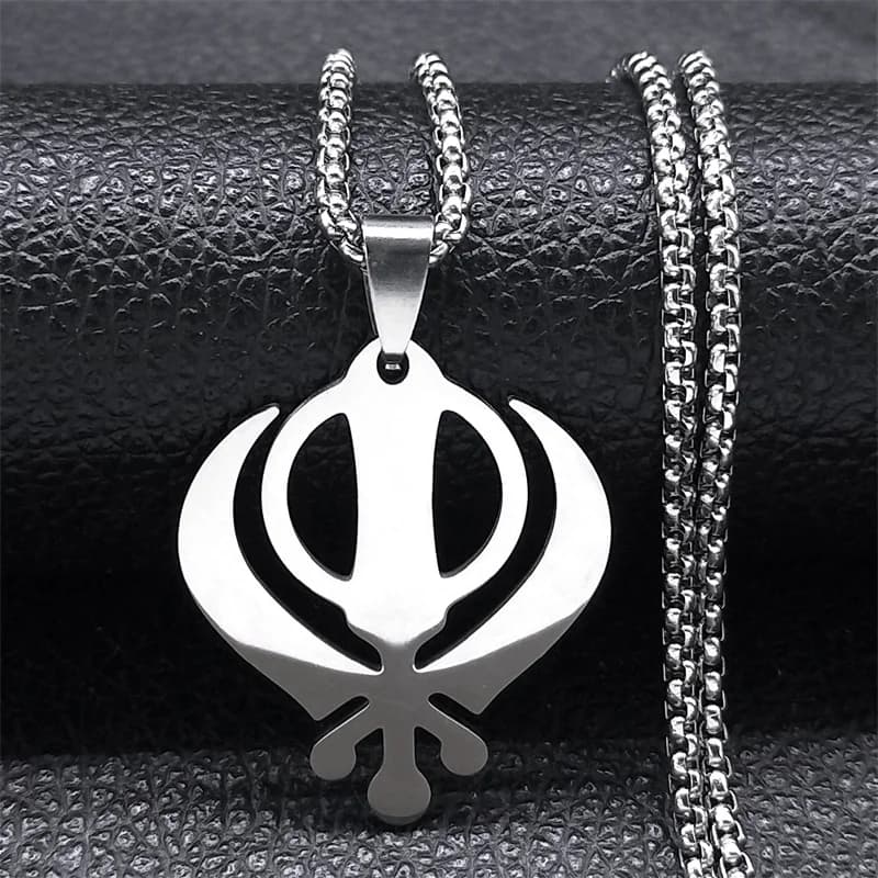 India Sikhism Symbol collana pendente per donna/uomo acciaio inossidabile colore argento Sikh Khanda collane gioielli religiosi N8090S0