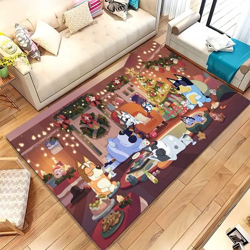 Cartoon B-Bluey Family Dog Living Room Non-Slip Area Rug Soft Carpet for Bedroom Playroom Sofa,Home Decor Doormat Gift