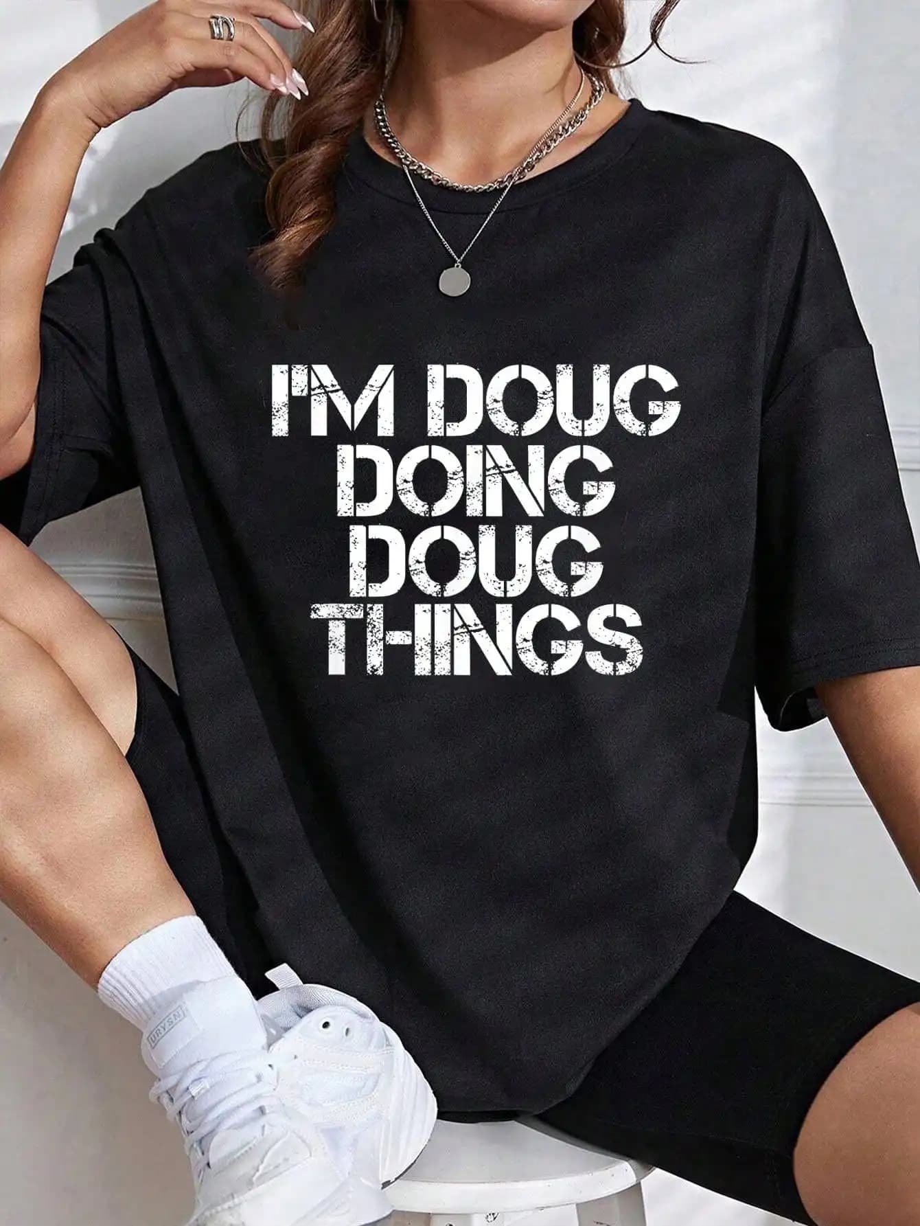 I'M DOUG DOING DOUG THINGS Funny Birthday Name Gift Idea T-Shirt - Graphic Tees Festival Outfits For Women, Tops For Summer, Top De Mujer Women Summer Clothes