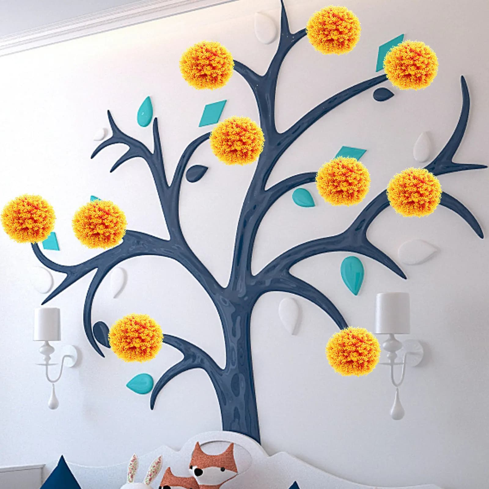Eucalyptus Leaf Shape Artificial Plant Ball, Realistic, Easy to Hang, Topiary Decoration for Living, Garden, Party