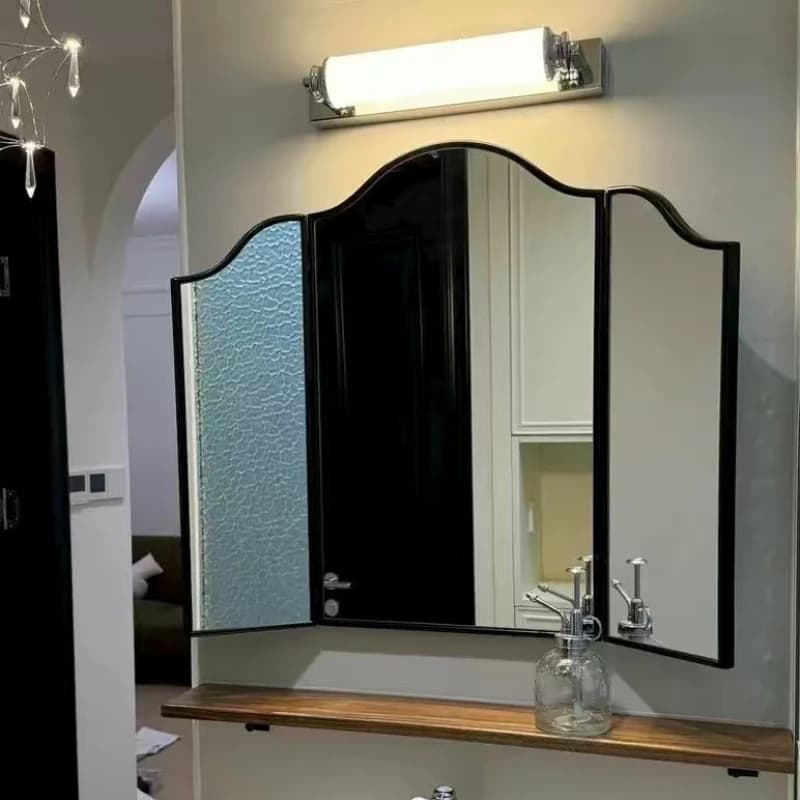 Specchio da trucco francese a tre ante, specchio da bagno pieghevole, specchio Feng Shui per il bagno