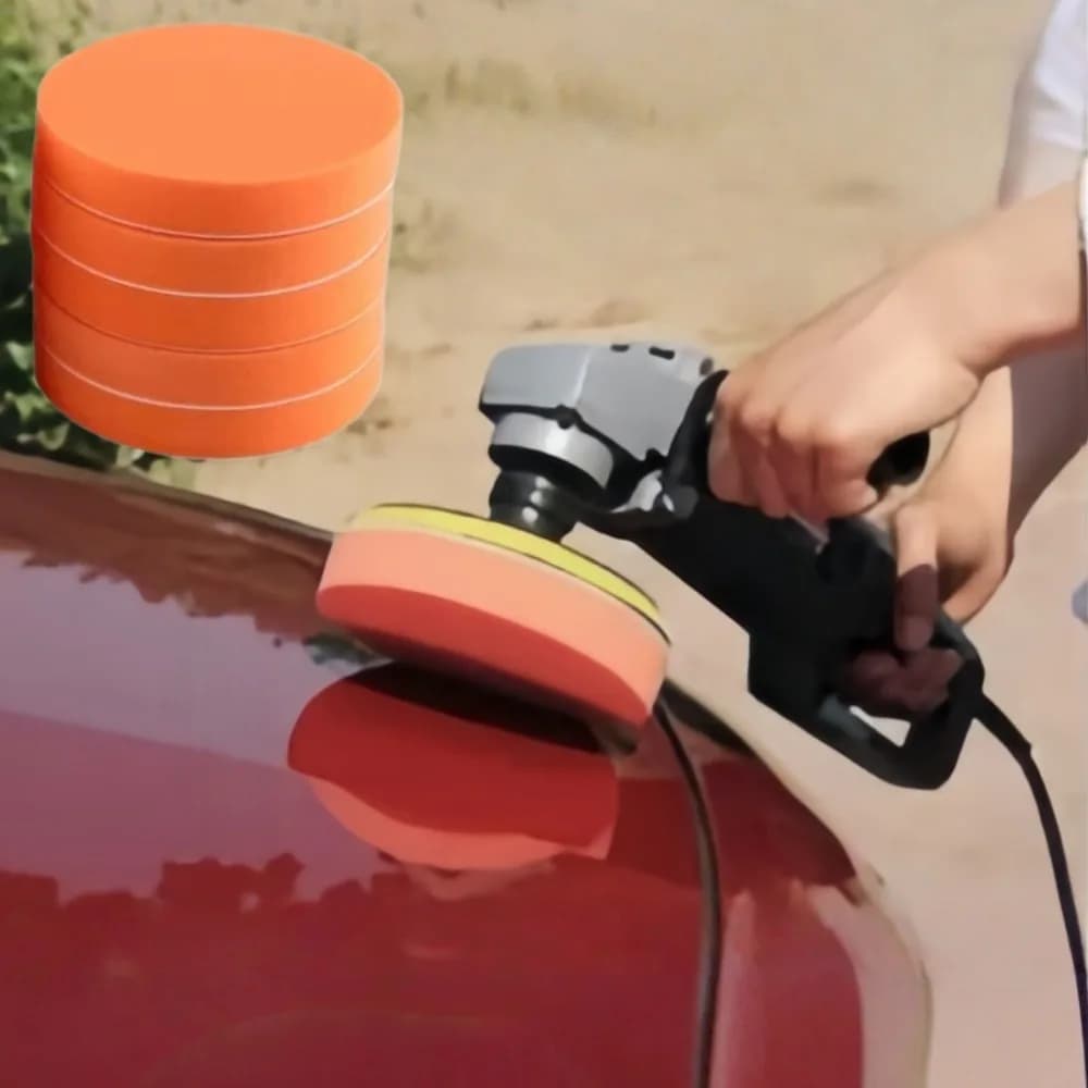 Set di 5 Tamponi per Lucidatura Auto da 5/6 Pollici, Kit di Spugne Piatte per Ceratura, Dischi in Spugna Autoadesivi, Accessori per la Cura dell'Auto