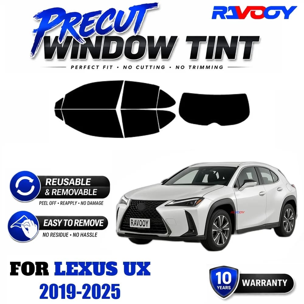 RAVOOY Precut Window Tint, Reusable Removable EPU Film, Custom Fit for Lexus UX 2019-2025, UV Heat Protection