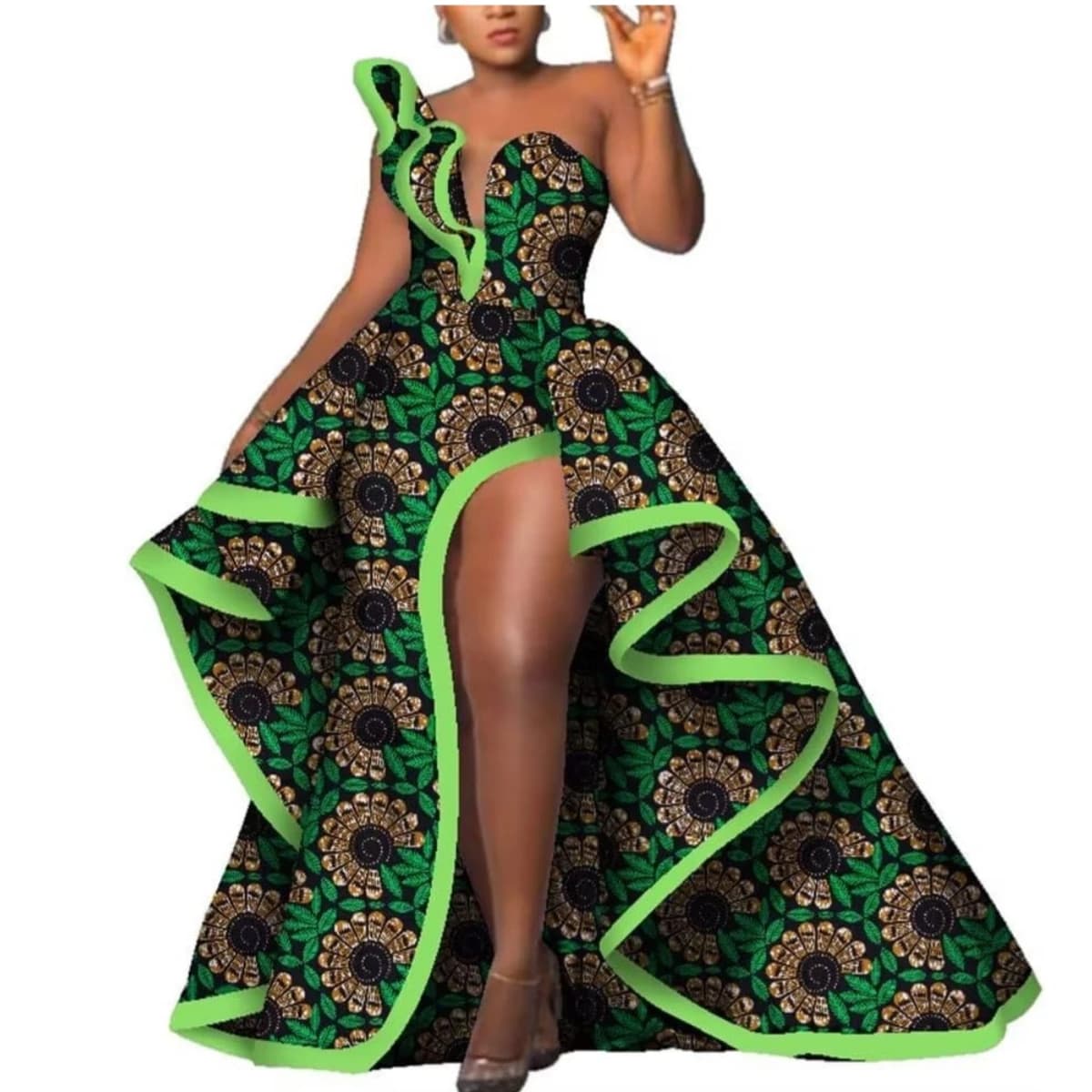 Dashiki Abiti da festa Moda Robe Africaine Ankara Stampa floreale Maxi Abiti lunghi senza spalline Abiti africani per le donne WY6981