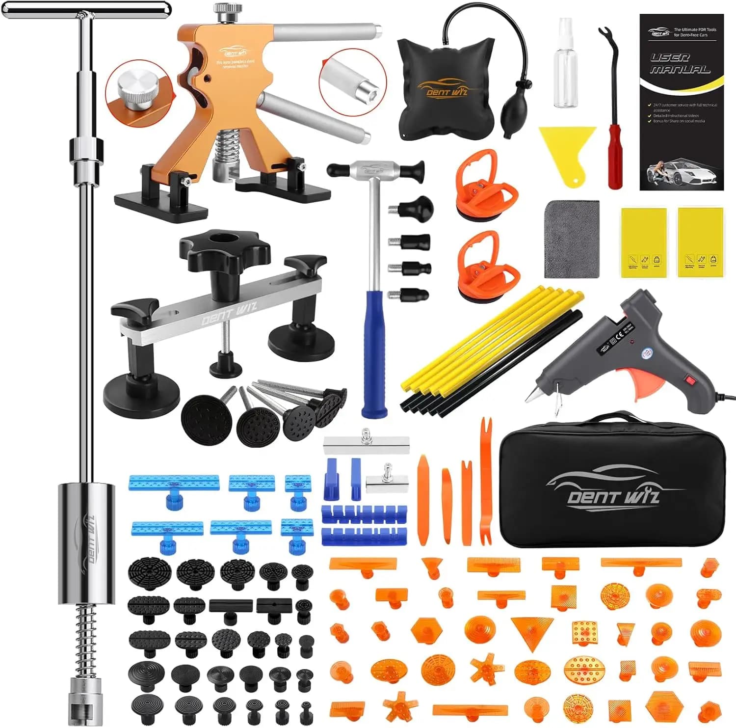 Kit di Riparazione Ammaccature Senza Vernice con Linguette Adesive, Set di Strumenti per Rimozione Ammaccature Auto per Danni da Grandine e Ammaccature alle Portiere
