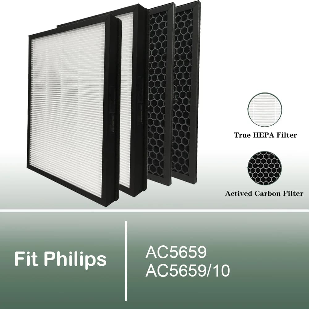 FY5185/30 FY5182/30 Hepa Activated Carbon Filter Replacement for Philips Air Purifier AC5659 AC5659/10 5000 and 5000i Series