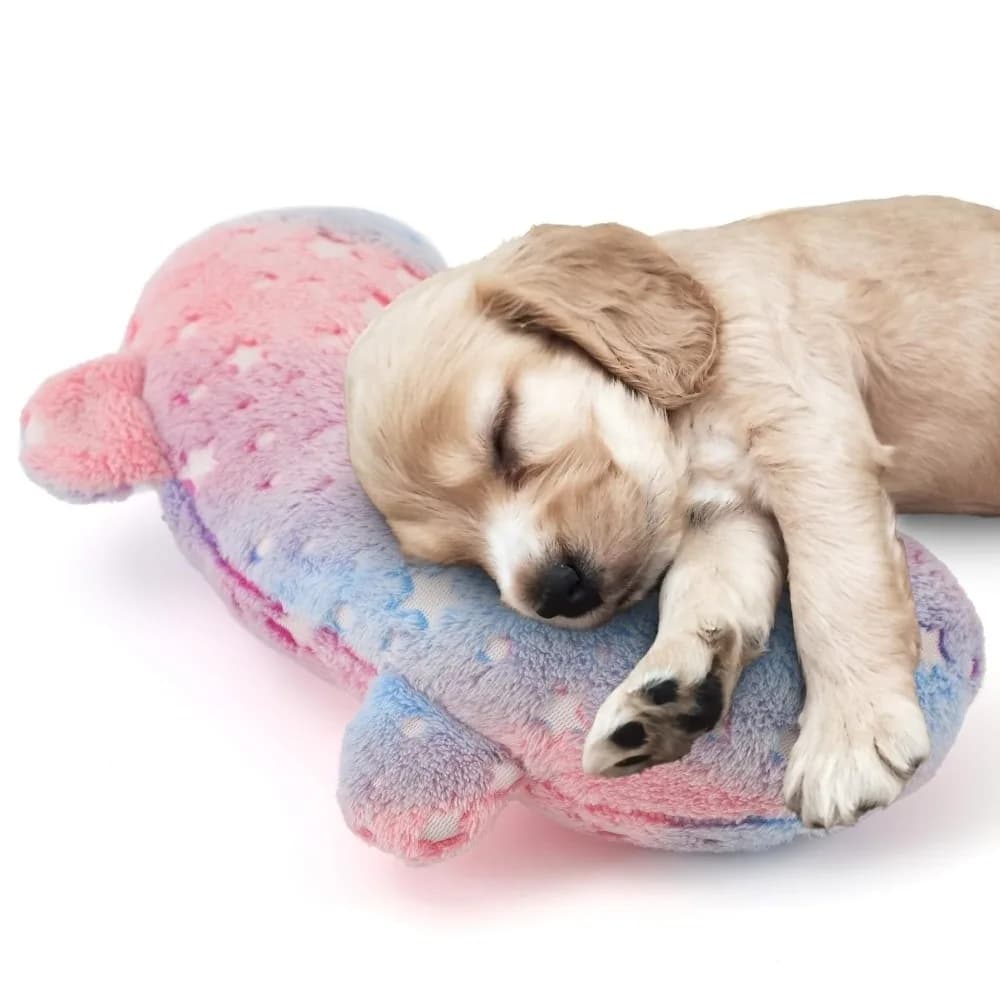 Cuscino per Animali Domestici a Forma di U in Peluche, Luminoso con Luna e Stelle, Morbido e Confortevole Tappetino per Cani e Gatti