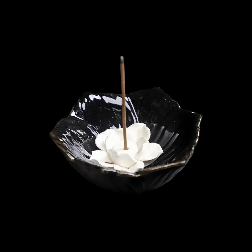 Ceramic Incense Burner Flower Design Ash Catcher Incense Stick Holder Decorative Ornaments Lotus Aromatherapy Stand Office