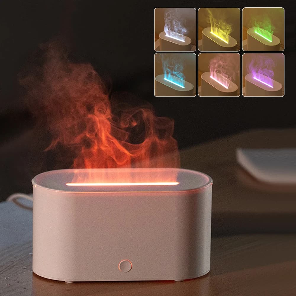 Nuova Mini Macchina per Aromaterapia Home Desktop Diffusore Fiamma Ad Ultrasuoni Umidificatore Atomizzatore Grano di Legno Fiamma Aromaterapia Macchina