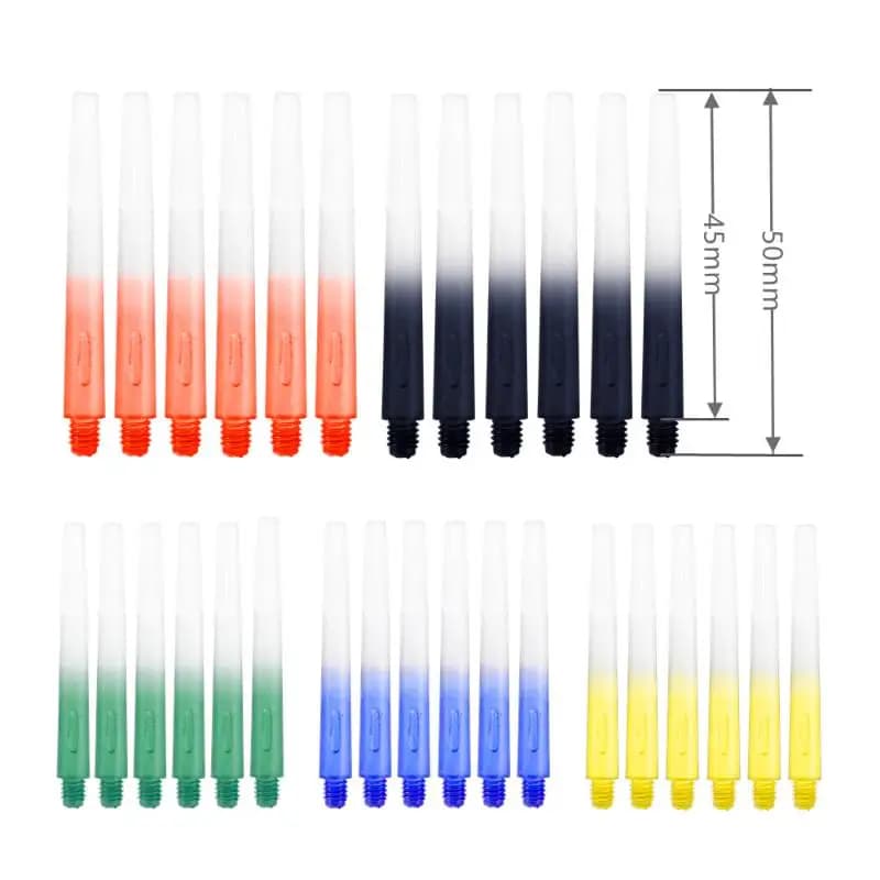 Set di aste per freccette con punta morbida in nylon di plastica da 3 pezzi, filettatura 2BA, componenti per freccette fai-da-te in stile sfumato trasparente