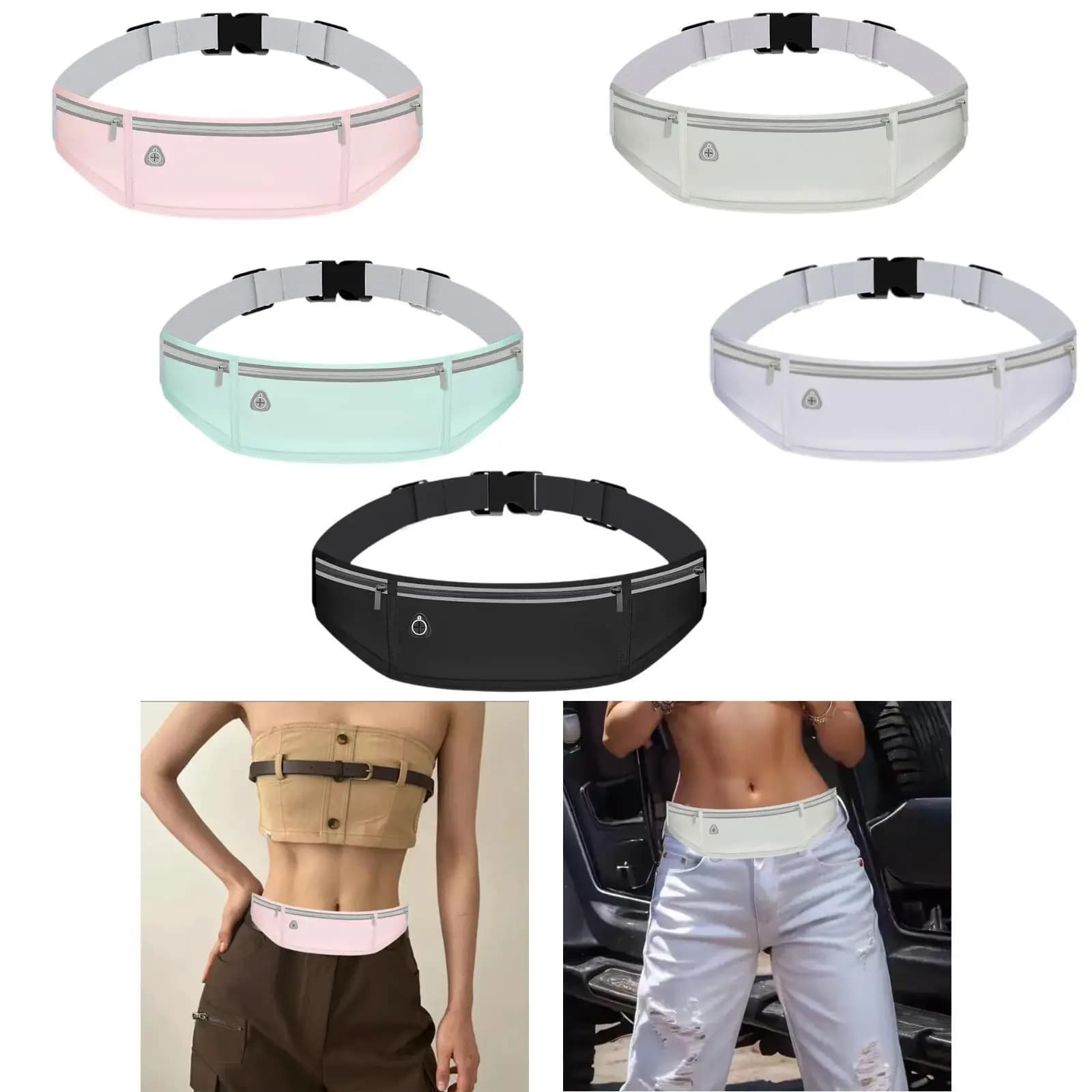 Running Belt Fanny Pack for Women Men Runners Lightweight Reflective Waistband Bag for Riding Camping Fitness Jogging Sports