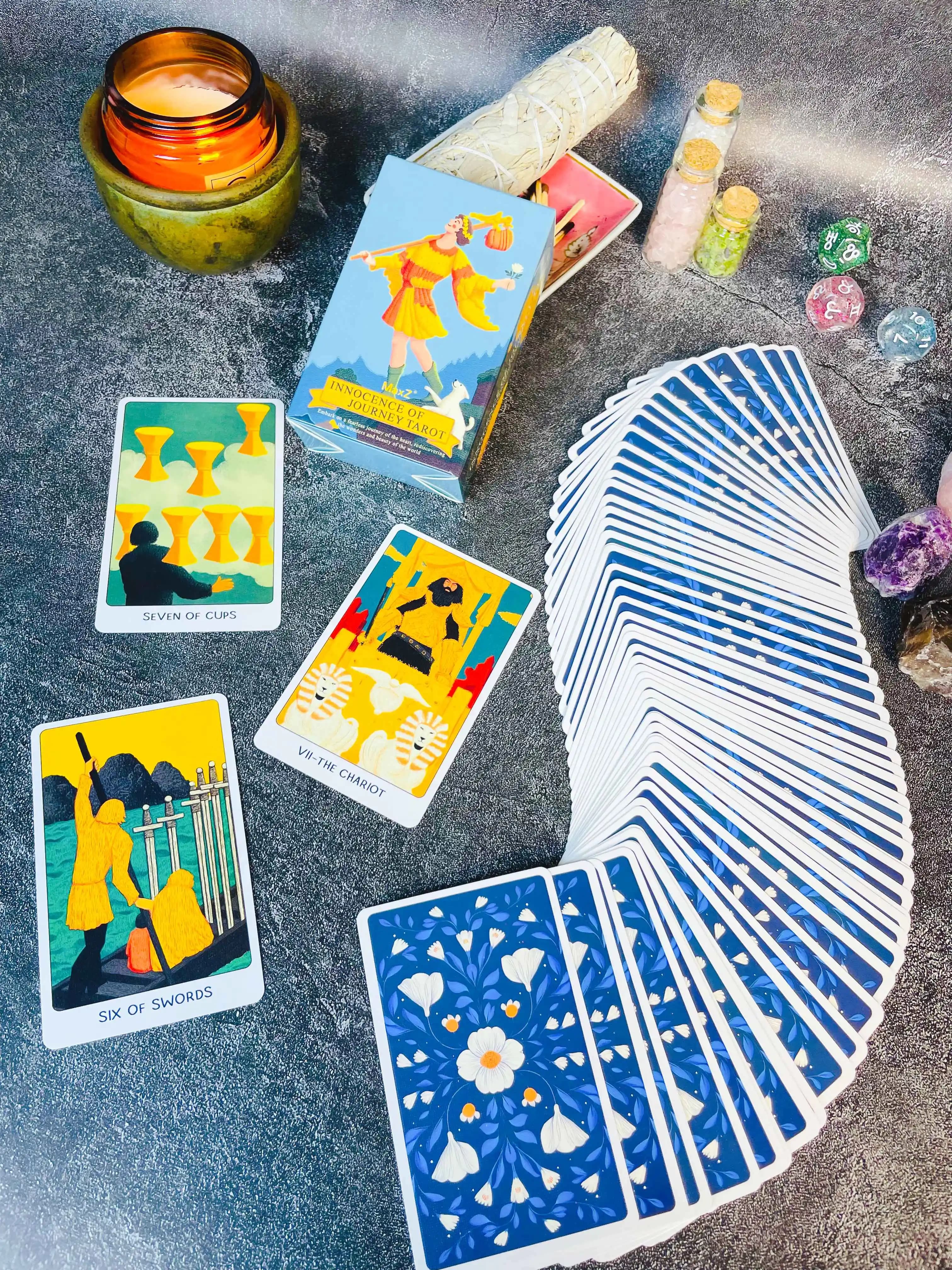 Carte dei Tarocchi 'Innocenza del Viaggio', Mazzo Artistico Kawaii Anime per Donne e Ragazze, Oracolo di Guarigione e Divinazione, Regalo Portatile