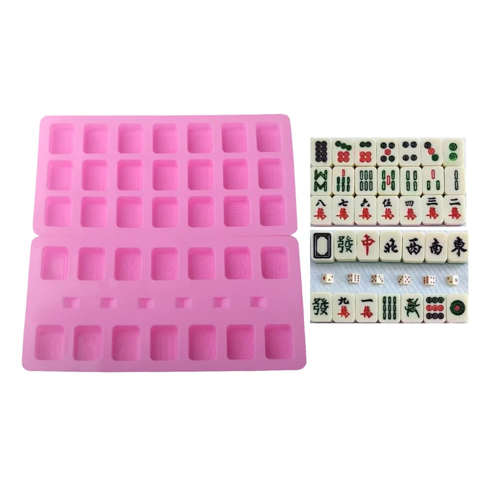 Stampi in silicone per mousse al cioccolato a forma di Mahjong con motivi come abito tutto in uno e stampo in resina epossidica per tredici orfani